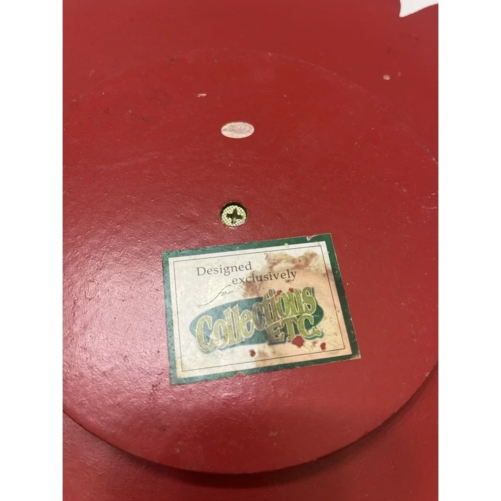Christmas Collections Etc. Lazy Susan Wood Carved Hand Painted Poinsettia 14